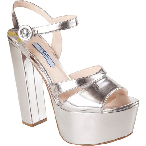 prada platform metallic|prada silver platform sandals.